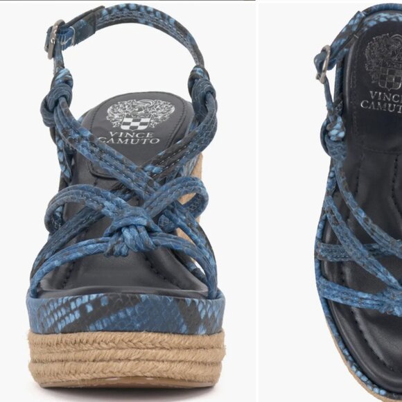 NEW VINCE CAMUTO Delyna Espadrille Wedge Sandals BLUE FOR WOMEN 123mn - Picture 3 of 12